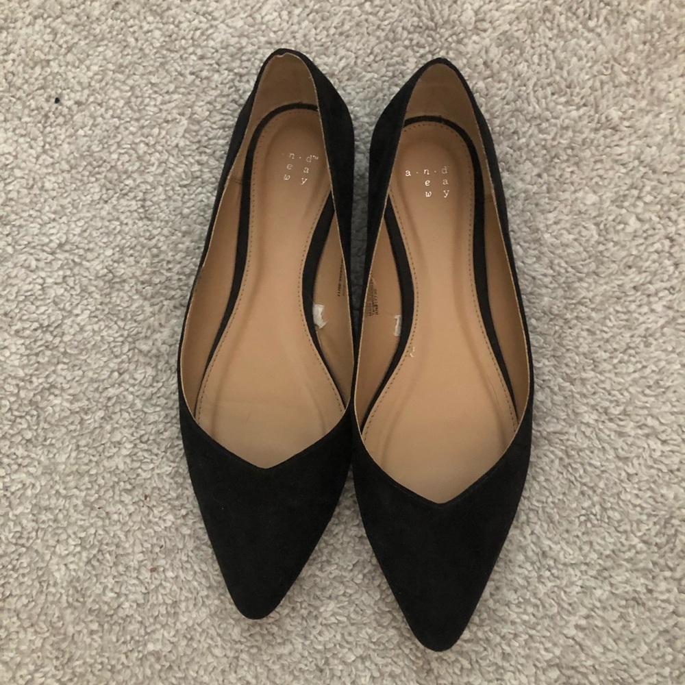 A New Day Black Sweetheart Flats Velvet Size 8.5